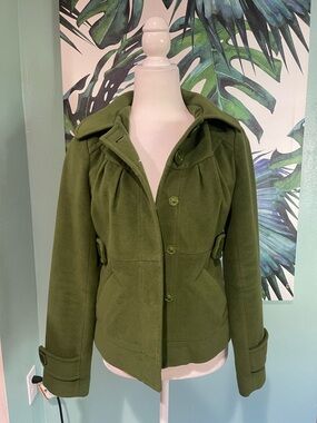 Anthropologie Tulle Olive Green Peacoat Jacket